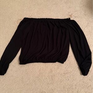 Ardene Black Off-Shoulder Top with Elastic Hem